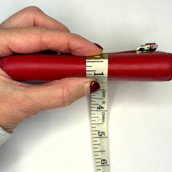 Vintage Cole Haan Red Leather Bi-Fold Wallet Women's 1990s Gold Hardware - Picture 9 of 11